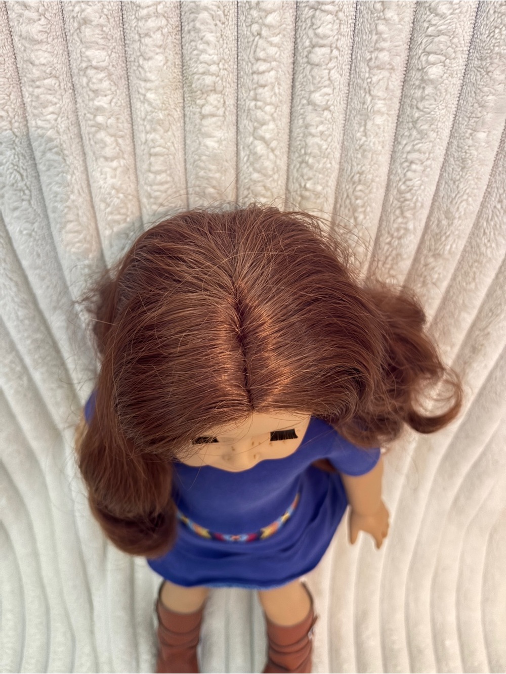 American Girl Saige Doll in Blue Dress with Multicolor Woven Belt - Picture 4 of 8